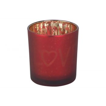 Cosy @ Home Bougeoir Love Gold Rouge D7xh8cm Verre